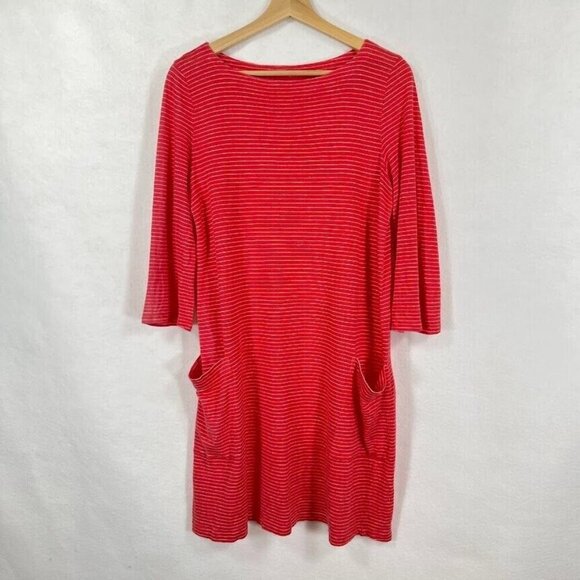 Eileen Fisher Organic Linen Striped Dress Ethical Boho Grandma Core Oversized XS - Picture 1 of 4
